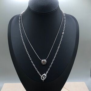 Brighton Fortino Necklace 2 sided Swarovski Crystals Free LC toggle necklace